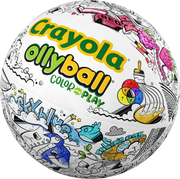 Ollyball and Crayola Color & Play limited edition ball covered in Crayola shade names and doodle artwork