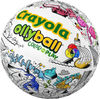 Ollyball and Crayola Color & Play limited edition ball covered in Crayola shade names and doodle artwork